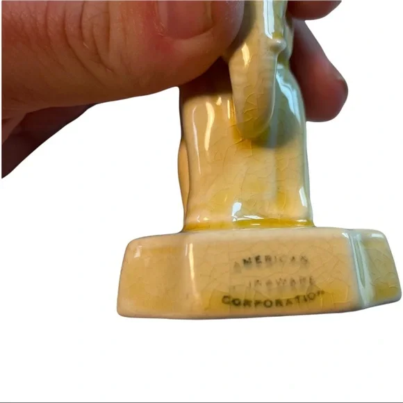 Vtg American Chinaware Corporation Ceramic Yellow Elephant Ohio USA Pottery 3.5” - Picture 7 of 9